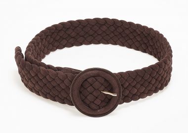 Suede ζώνη με πλεκτό σχέδιο - Καφέ - Issue - 