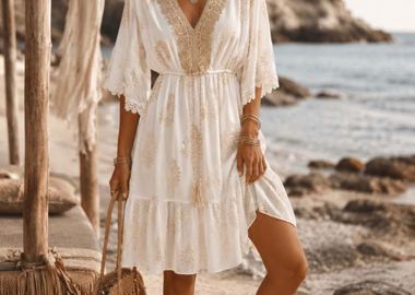 summer cotton φόρεμα Touch of gold - PerfectDress.gr - 