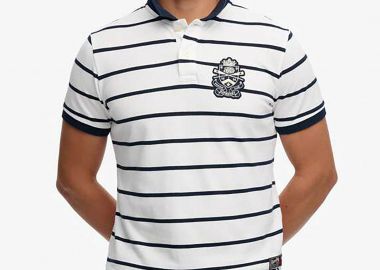 Superdry ανδρική μπλούζα πόλο με ριγέ σχέδιο και κεντημένο badge Relaxed Fit 
