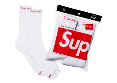 Supreme x Hanes Crew Socks 4 Pack 'White' 99HAA26WHITE MBS - Supreme - 