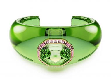 Swarovski γυναικεία χειροπέδα οκταγωνική κοπή, πράσινο, επιμετάλλωση σε χρυσαφί τόνο 