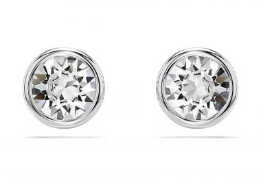 Swarovski γυναικεία σκουλαρίκια με καραφάκι, στρογγυλή κοπή, λευκά, επιμετάλλωση ροδίου 
