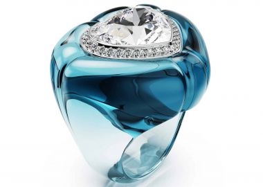 Swarovski γυναικείο δαχτυλίδι κοκτέιλ κοπή heart, pavé, καρδιά, μπλε 