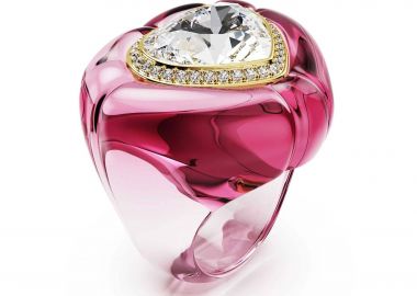Swarovski γυναικείο δαχτυλίδι κοκτέιλ κοπή heart, pavé, καρδιά, ροζ 
