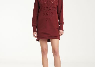Sweater Dress In Burgundy - Cutcuutur - 