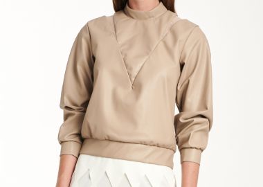Sweater In Beige Eco Leather - Cutcuutur - 