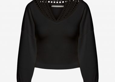 Sweater with V-Neckline in Black - Cutcuutur - 