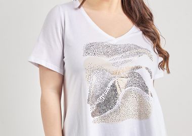 T-shirt βαμβακερό με abstract στάμπα -  - 