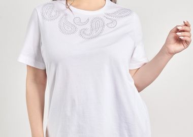 T-shirt βαμβακερό με σχέδιο με τρουκς -  - 