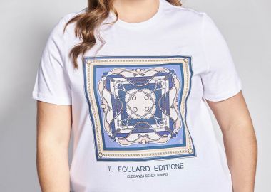 T-shirt βαμβακερό με στάμπα μαντήλι -  - 