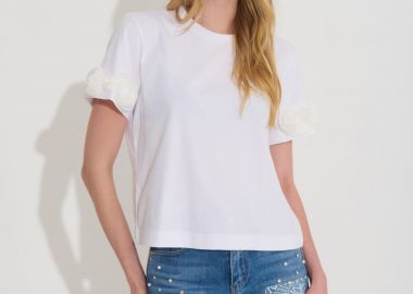 T-Shirt DEJAVU Με Τριαντάφυλλα Στους Ώμους -  - 