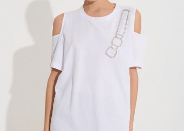 T-Shirt Με Cut Out Και Στρας DEJAVU -  - 