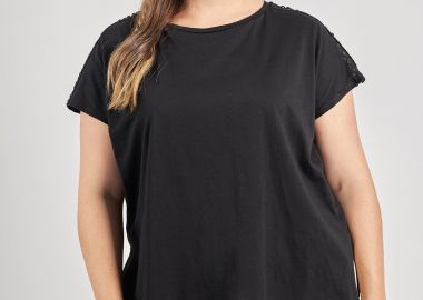 T-Shirt με διακόσμηση στον ώμο -  - 