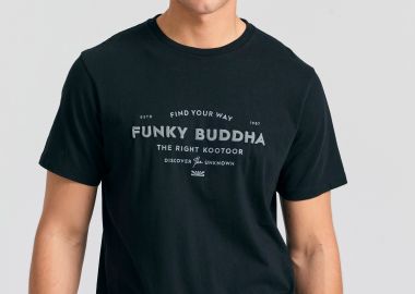 T-shirt με embossed τύπωμα από οργανικό βαμβάκι - FUNKY BUDDHA - 