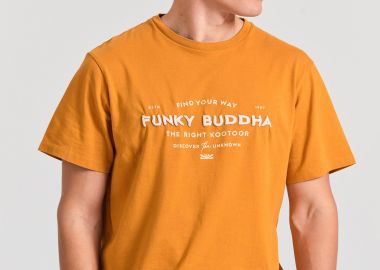 T-shirt με embossed τύπωμα από οργανικό βαμβάκι - FUNKY BUDDHA - 