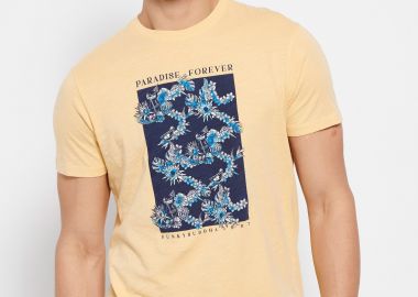 T-shirt με φλοράλ frame τύπωμα - FUNKY BUDDHA - 