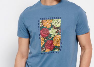 T-shirt με φλοράλ frame τύπωμα - FUNKY BUDDHA - 