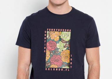 T-shirt με φλοράλ frame τύπωμα - FUNKY BUDDHA - 