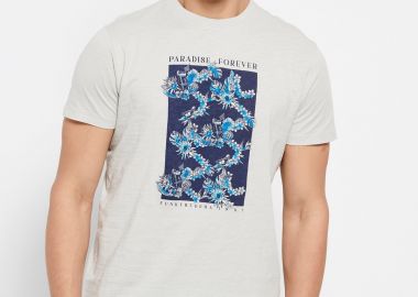 T-shirt με φλοράλ frame τύπωμα - FUNKY BUDDHA - 