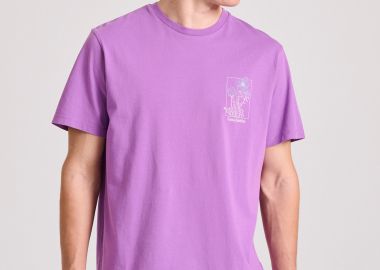 T-shirt με floral frame τύπωμα από οργανικό βαμβάκι - FUNKY BUDDHA - 