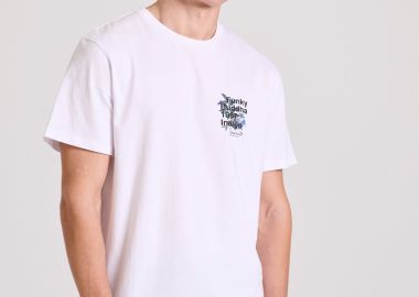 T-shirt με floral frame τύπωμα στην πλάτη - FUNKY BUDDHA - 