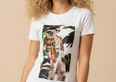T-Shirt Με Graphic Print Και Στρας DEJAVU -  - 
