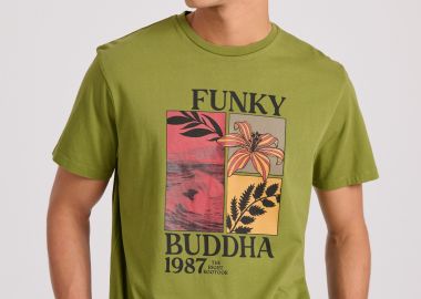 T-shirt με minimal paint τύπωμα από οργανικό βαμβάκι - FUNKY BUDDHA - 