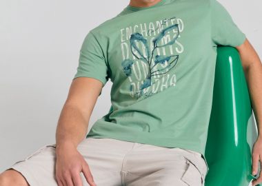 T-shirt με photographic τύπωμα από οργανικό βαμβάκι - FUNKY BUDDHA - 