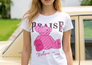 T-Shirt Με Print Αρκουδάκι Και Στρας -  - 