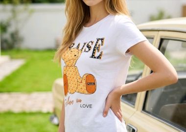 T-Shirt Με Print Αρκουδάκι Και Στρας -  - 