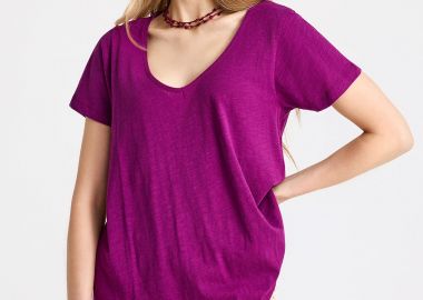 T-shirt με V λαιμόκοψη - The basics collection - FUNKY BUDDHA - 