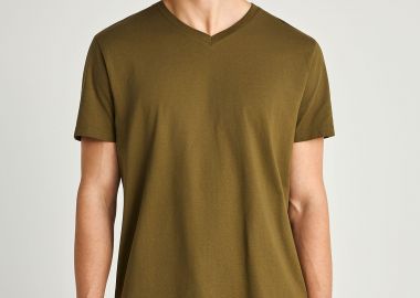 T-shirt με V λαιμόκοψη - The basics collection - FUNKY BUDDHA - 