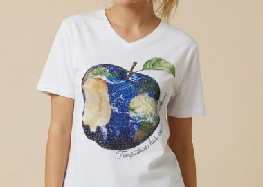 T-Shirt Με V Λαιμόκοψη Με Στρας Και Τύπωμα DEJAVU -  - 