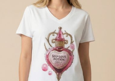 T-Shirt Με V Λαιμόκοψη Τύπωμα Love Potion DEJAVU -  - 