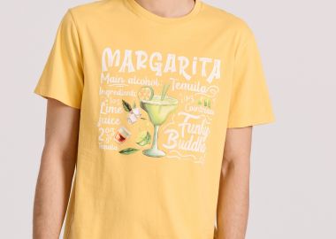 T-shirt με vintage coctail τύπωμα - FUNKY BUDDHA - 