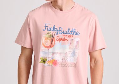 T-shirt με vintage coctail τύπωμα - FUNKY BUDDHA - 