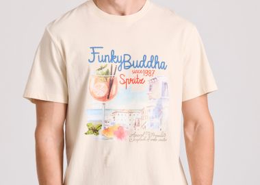 T-shirt με vintage coctail τύπωμα - FUNKY BUDDHA - 