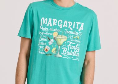 T-shirt με vintage coctail τύπωμα - FUNKY BUDDHA - 