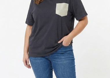 T-shirt Q τύπωμα τσέπης στρας -  - 