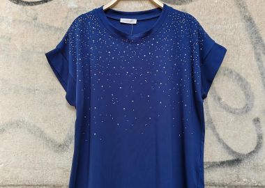 Τ-shirt στρας Galaxy μπλε - PerfectDress.gr - 