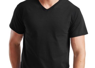 T-Shirt V-Neck 61-066-0 Fruit of the Loom Valueweight Black - Fruit of the Loom - 