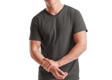 T-Shirt V-Neck 61-066-0 Fruit of the Loom Valueweight Light Graphite - Fruit of the Loom - 