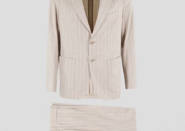 TAGLIATORE Ανδρικό Μπεζ Sand Pinstripe Suit - TAGLIATORE - 