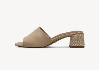 Tamaris γυναικεία δερμάτινα mules - 1-27204-42 Μπεζ - TAMARIS - 