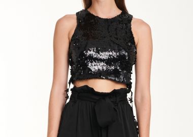 Tank Top In Black Sequin - Cutcuutur - 