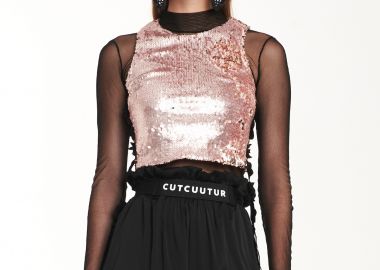 Tank Top In Pink Sequin - Cutcuutur - 