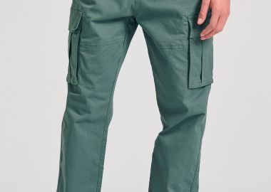 Tapered fit cargo παντελόνι σε ζακάρ ύφανση - FUNKY BUDDHA - 