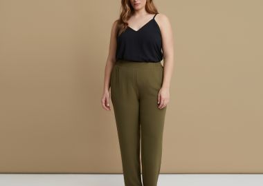 Tapered παντελόνι κρεπ airwashed - MAT FASHION - 