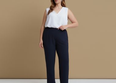 Tapered παντελόνι κρεπ airwashed - MAT FASHION - 