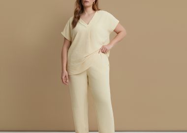 Tapered παντελόνι κρεπ airwashed - MAT FASHION - 